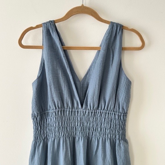 Vince Blue Smocked Tiered Midi Dress - Picture 11 of 16